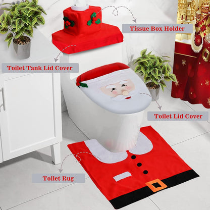 SantaToiletSeat™ Handmade Toilet Seat Cover & Rug Set Christmas Funny Bathroom Decoration