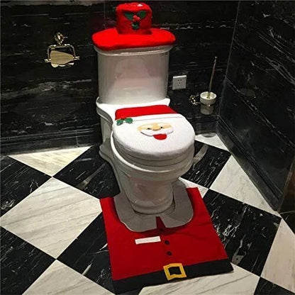 SantaToiletSeat™ Handmade Toilet Seat Cover & Rug Set Christmas Funny Bathroom Decoration